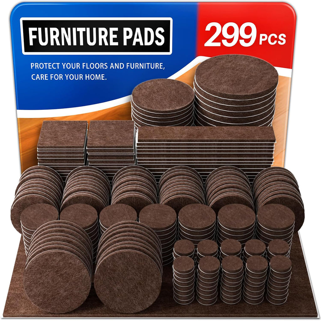 Brown 299 PCS Felt Furniture Pads for Hardwood Floors