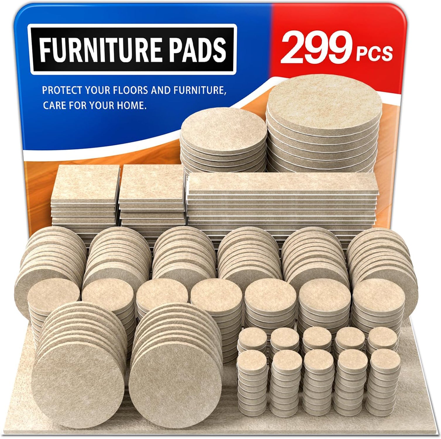 Beige 299 PCS Felt Furniture Pads for Hardwood Floors