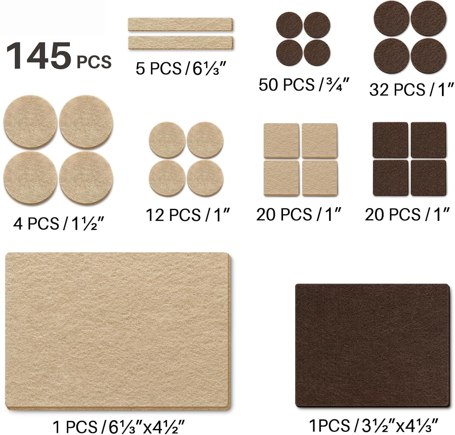 145 PCS Felt Furniture Pads for Hardwood Floors