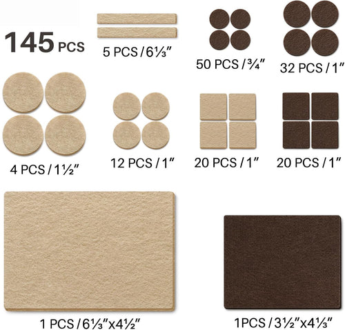 145 PCS Felt Furniture Pads for Hardwood Floors