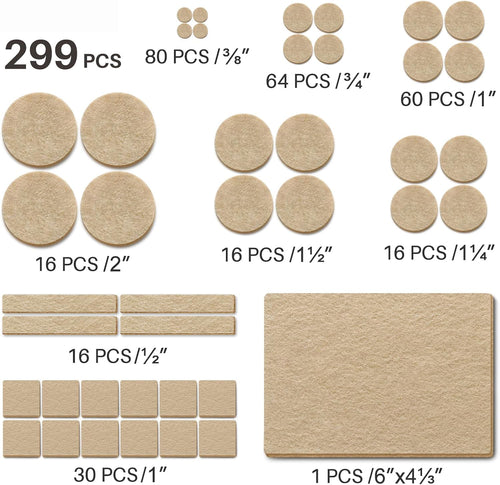 Beige 299 PCS Felt Furniture Pads for Hardwood Floors