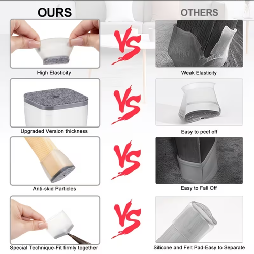 24Pcs Chair Leg Floor Protectors for Hardwood Floors, Clear Silicone Furniture Leg Covers