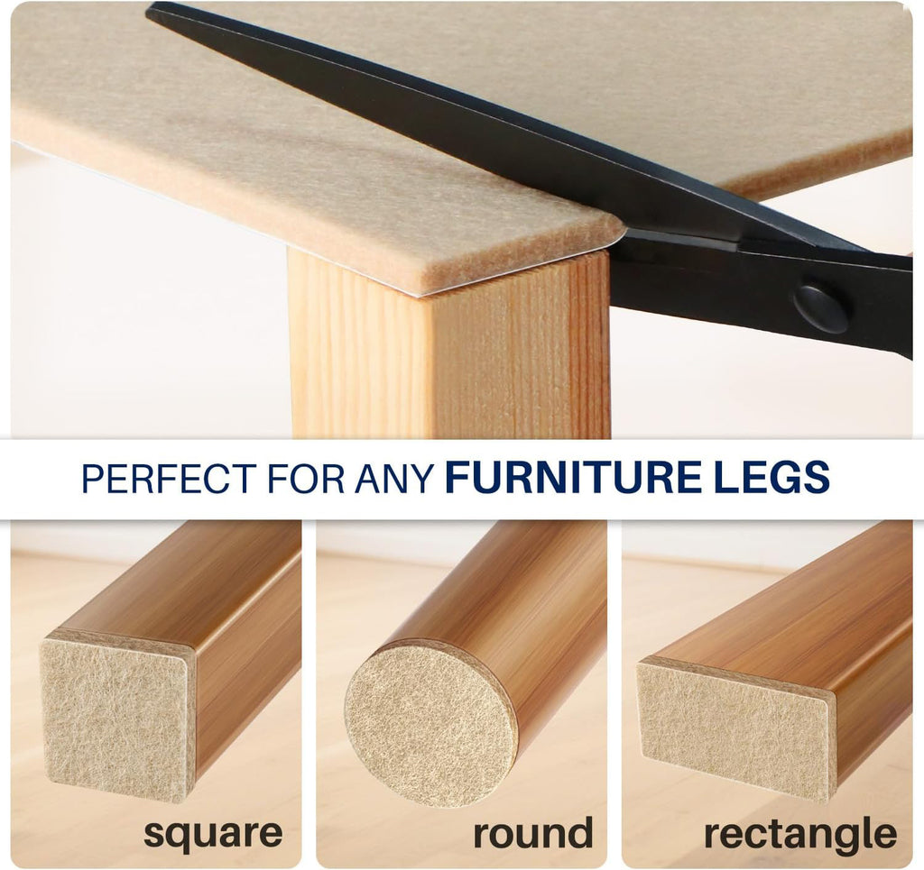 Beige 299 PCS Felt Furniture Pads for Hardwood Floors