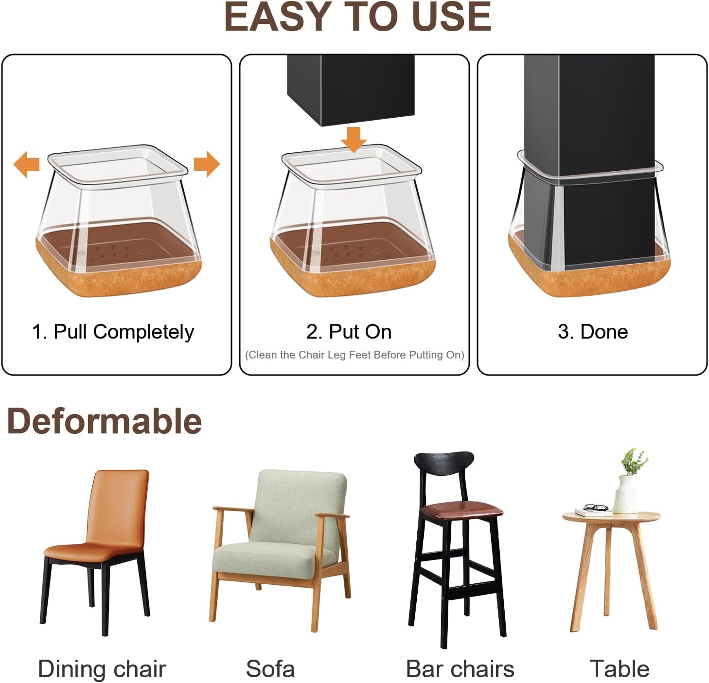 Square Chair Leg Floor Protectors