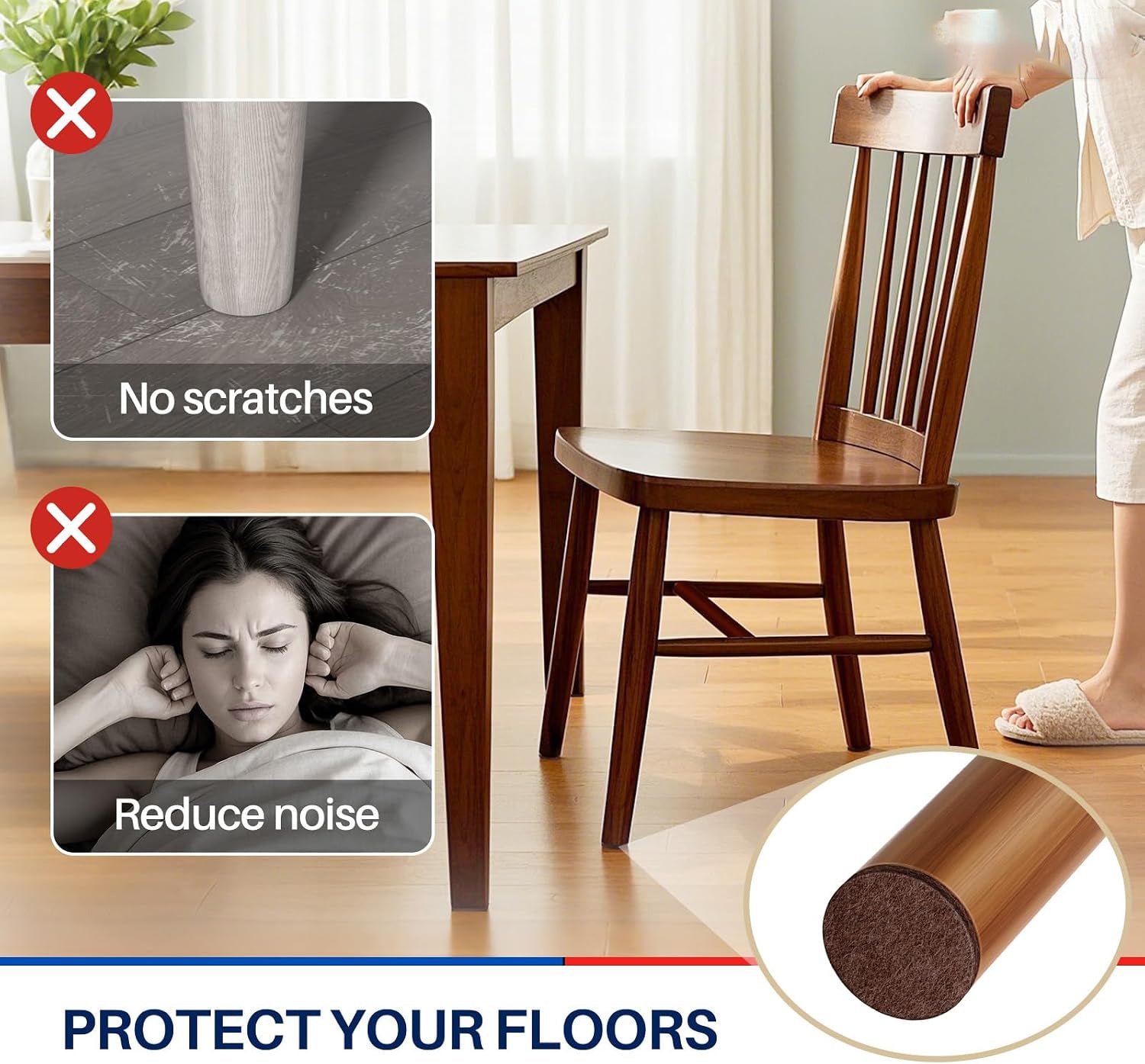 Brown 299 PCS Felt Furniture Pads for Hardwood Floors