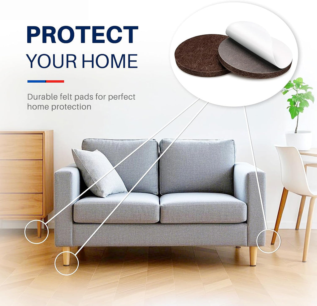 Brown 299 PCS Felt Furniture Pads for Hardwood Floors