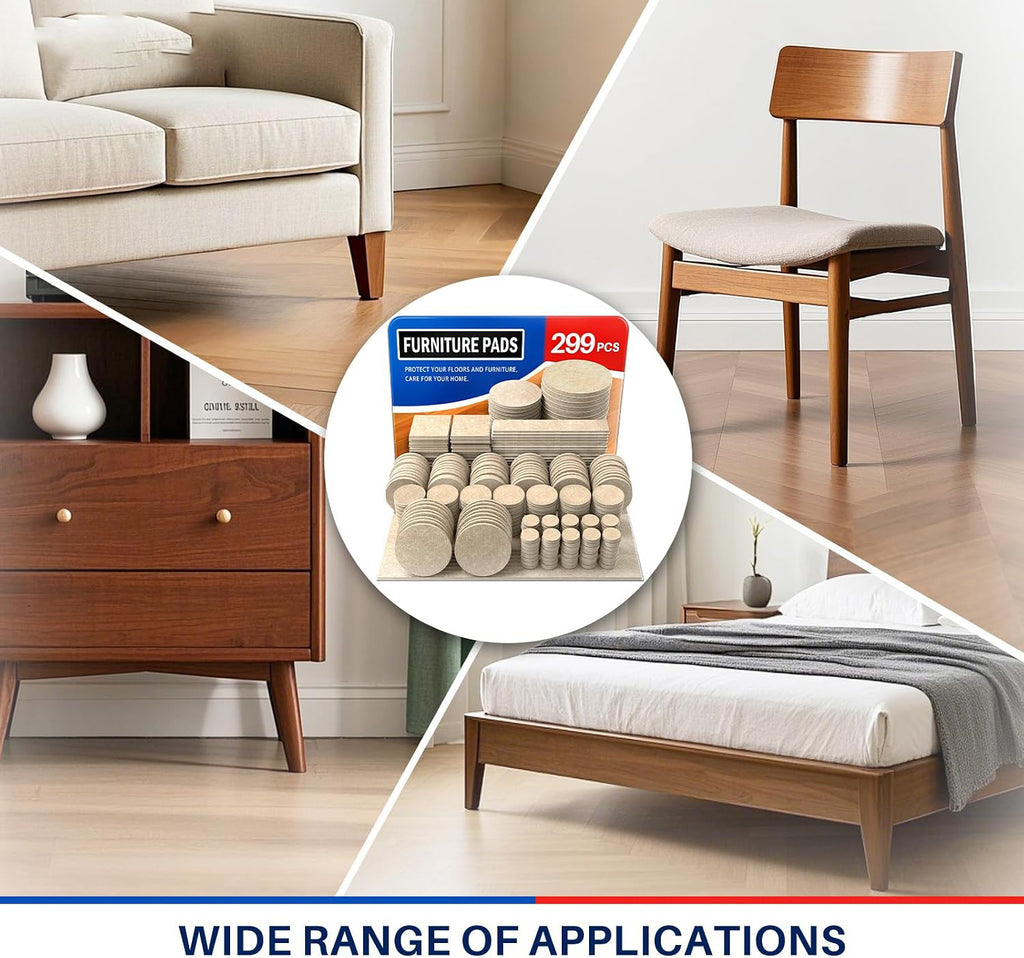 Beige 299 PCS Felt Furniture Pads for Hardwood Floors