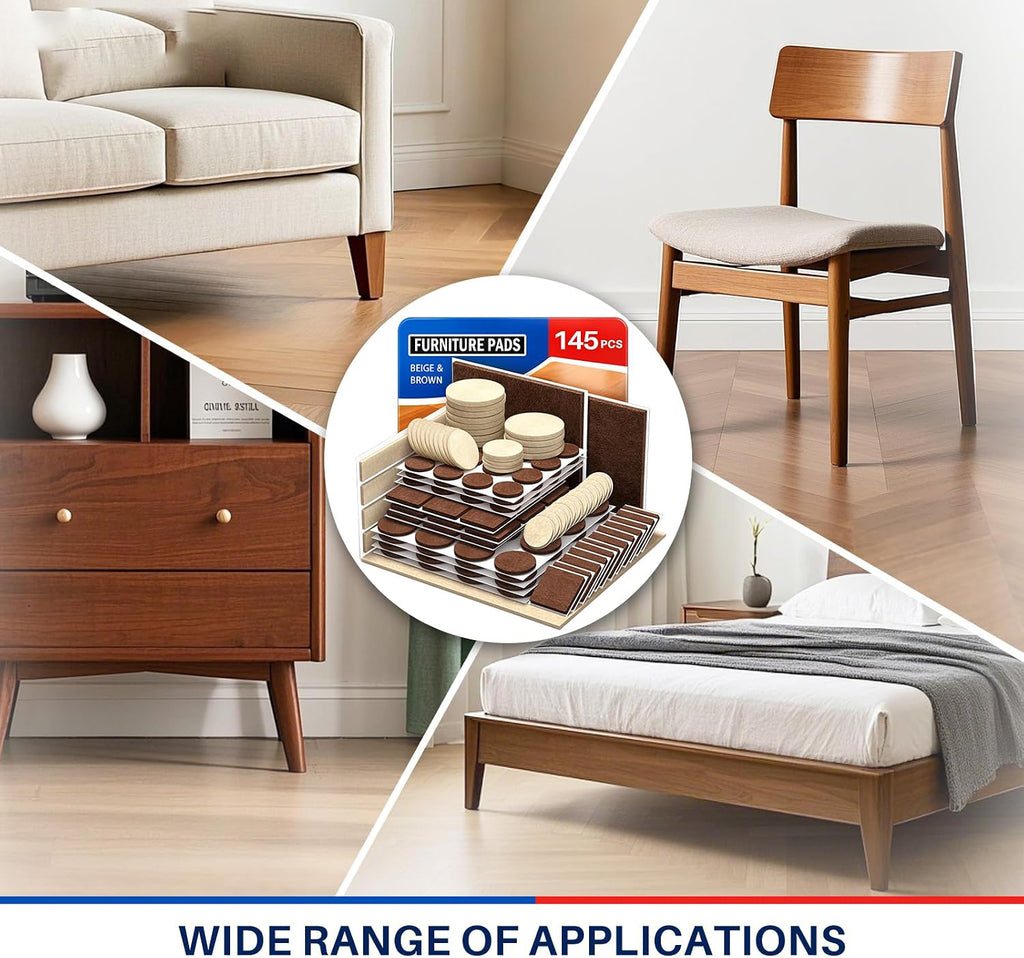145 PCS Felt Furniture Pads for Hardwood Floors