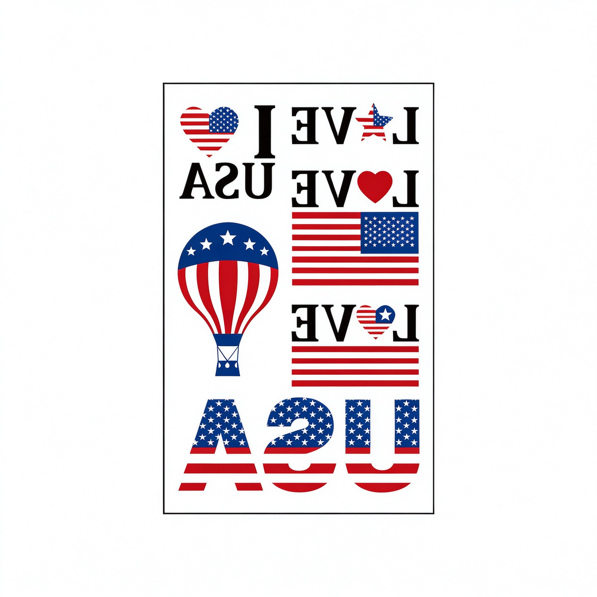 USA Love Hot Air Tattoo Stickers