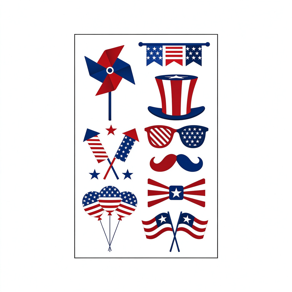 4th July Pinwheel Tattoo Stickers