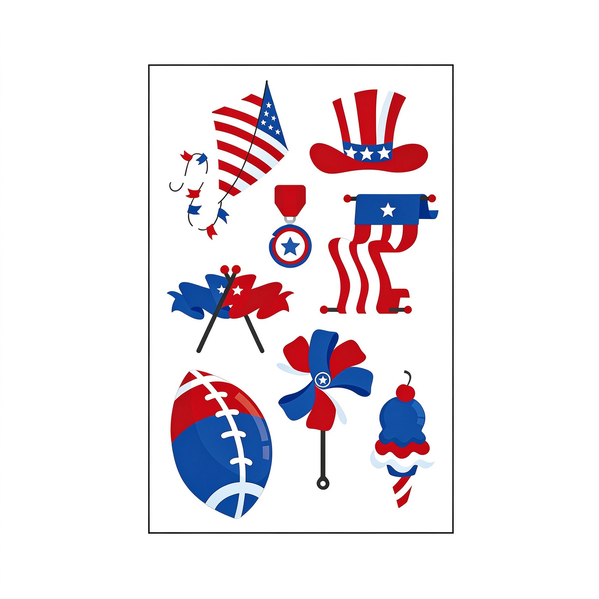 4th July Kite Tattoo Stickers