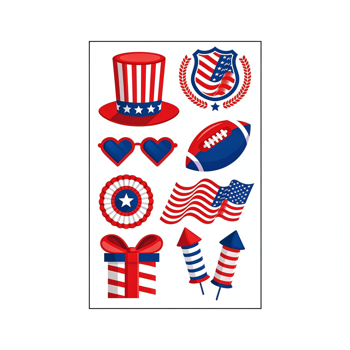 4th July Gift Box Tattoo Stickers