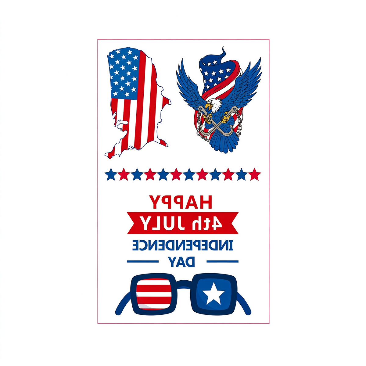 4th July Eagle Glasses Tattoo Stickers