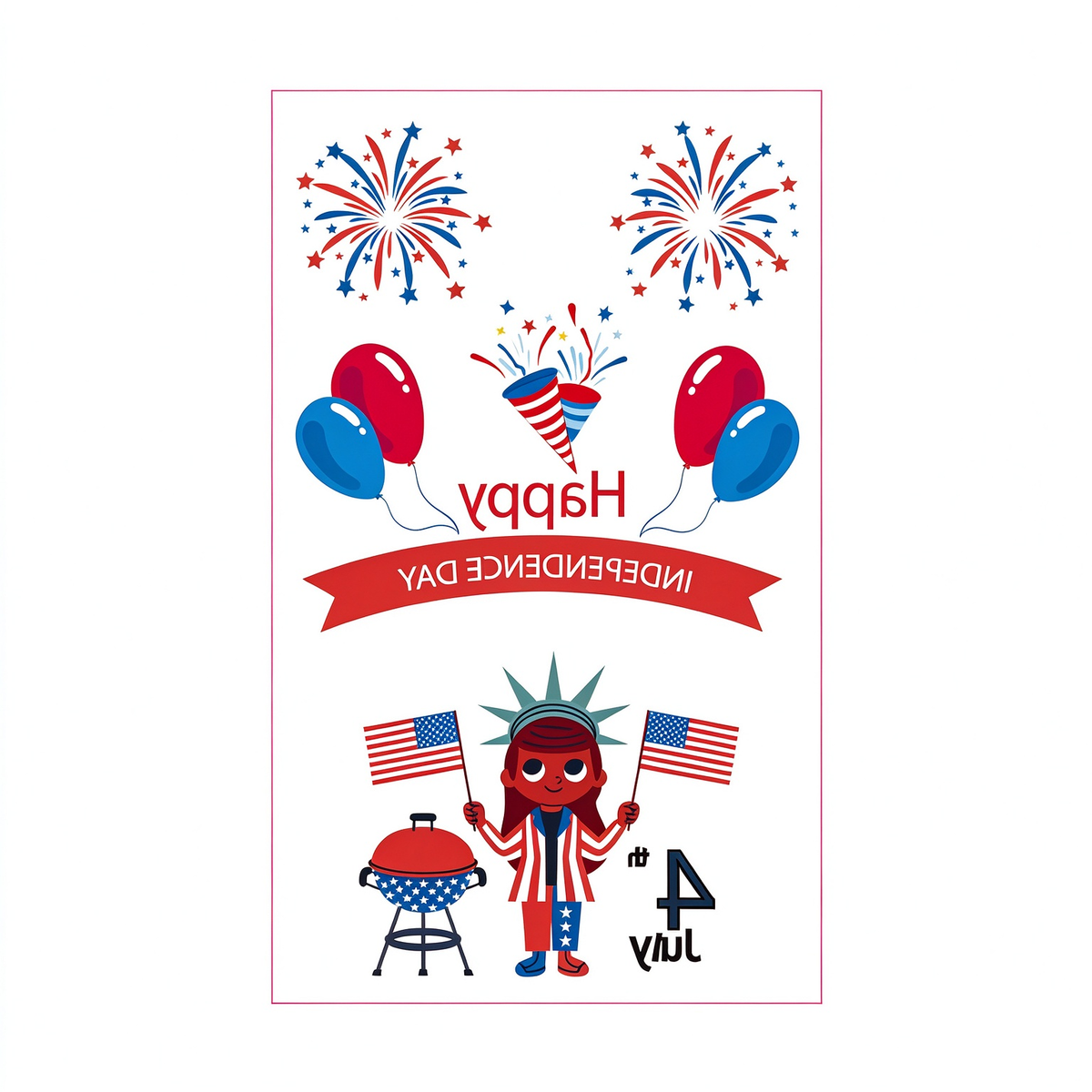 4th July BBQ Figure Tattoo Stickers