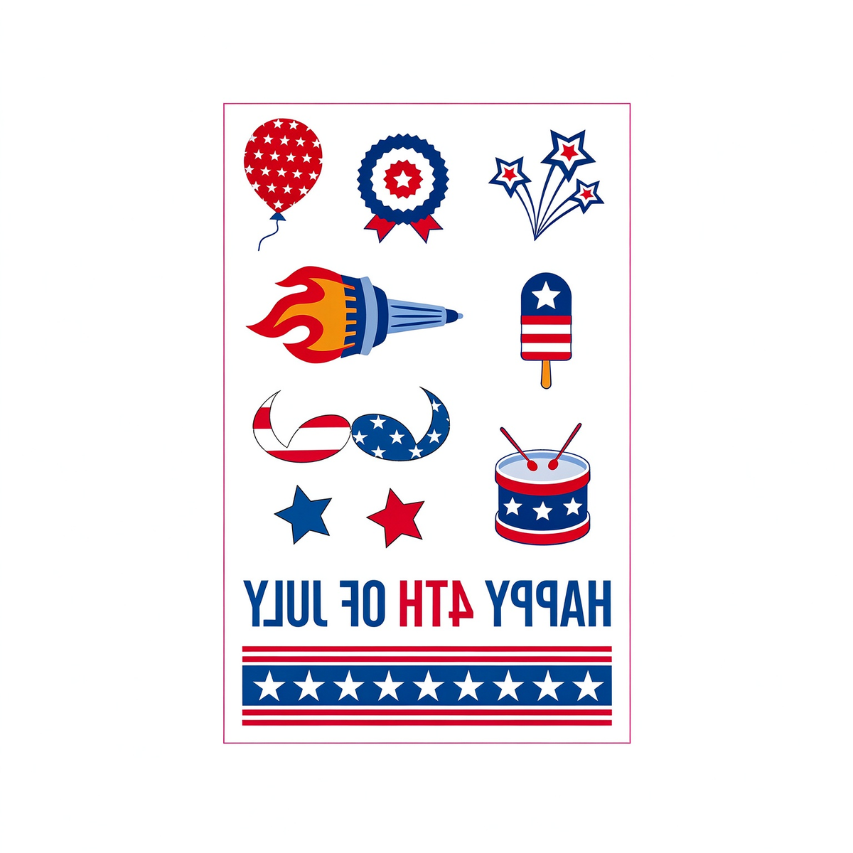 4th July Rocket Popsicle Tattoo Stickers