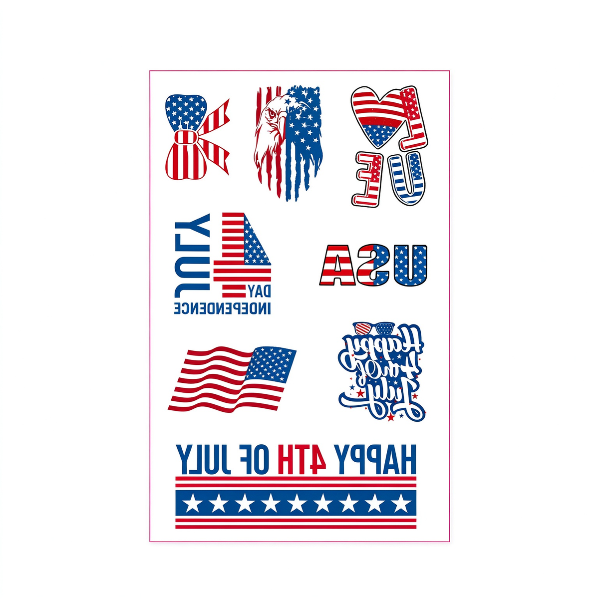 4th July Bow Eagle USA Tattoo Stickers