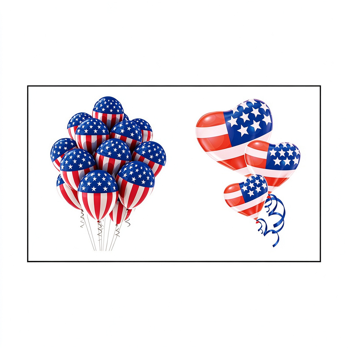 Patriotic Balloon & Heart Tattoo Stickers for 4th of July