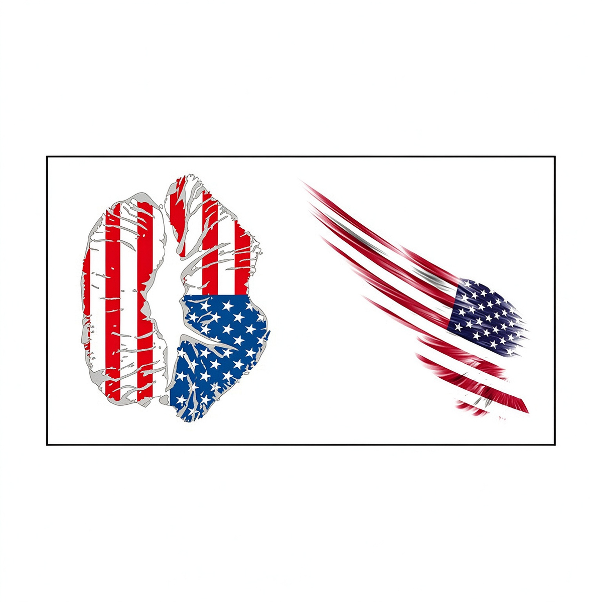 Distressed Lips & Brushed Flag Tattoo Stickers for Independence Day