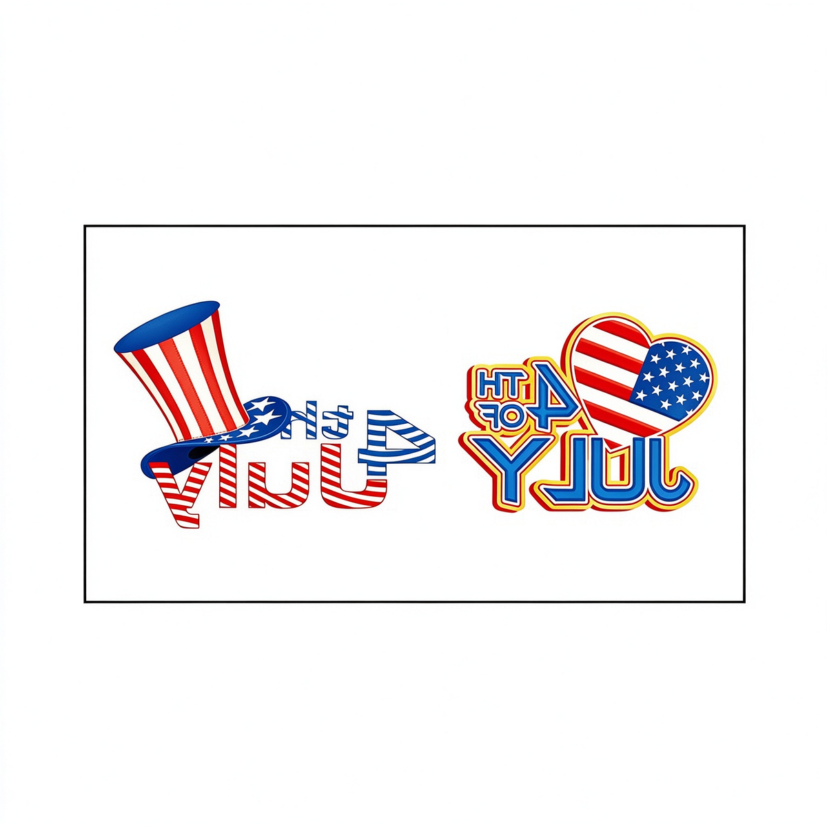 Uncle Sam Hat & Flag Heart Letter Tattoo Stickers for Independence Day