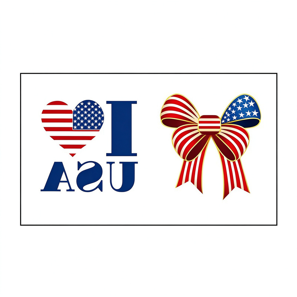 I Love USA & Flag Bow Tattoo Stickers for Independence Day