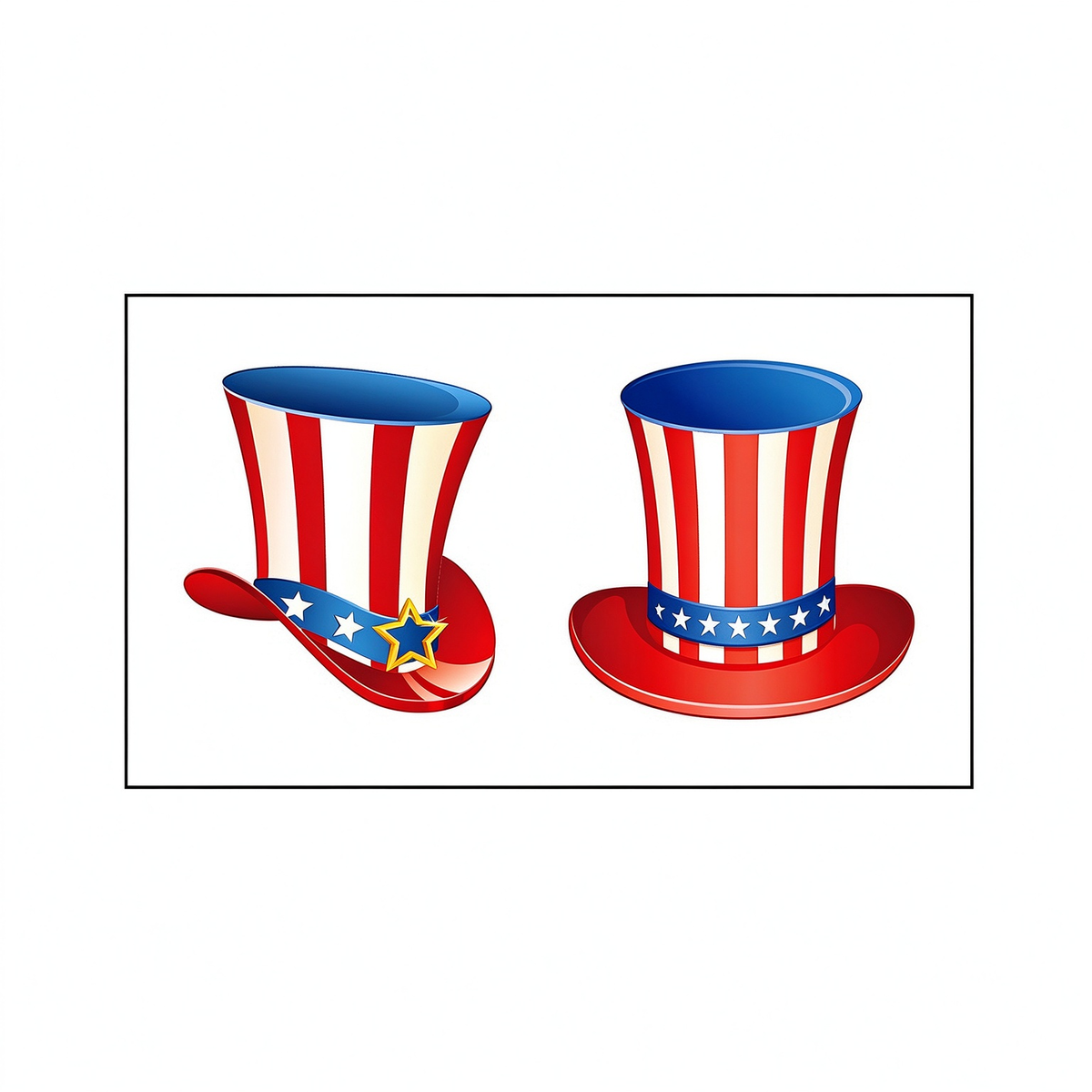 Uncle Sam Striped Top Hat Tattoo Stickers for 4th of July