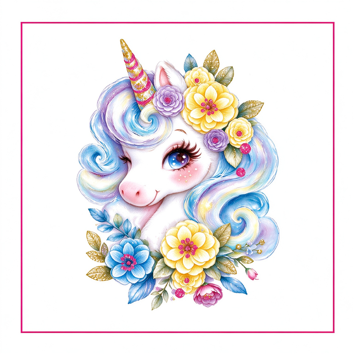 Floral Unicorn Head