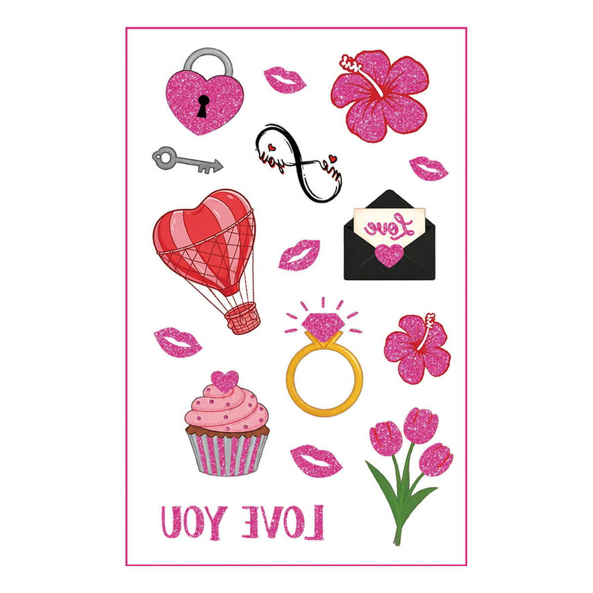 Pink Love Glitter Tattoo