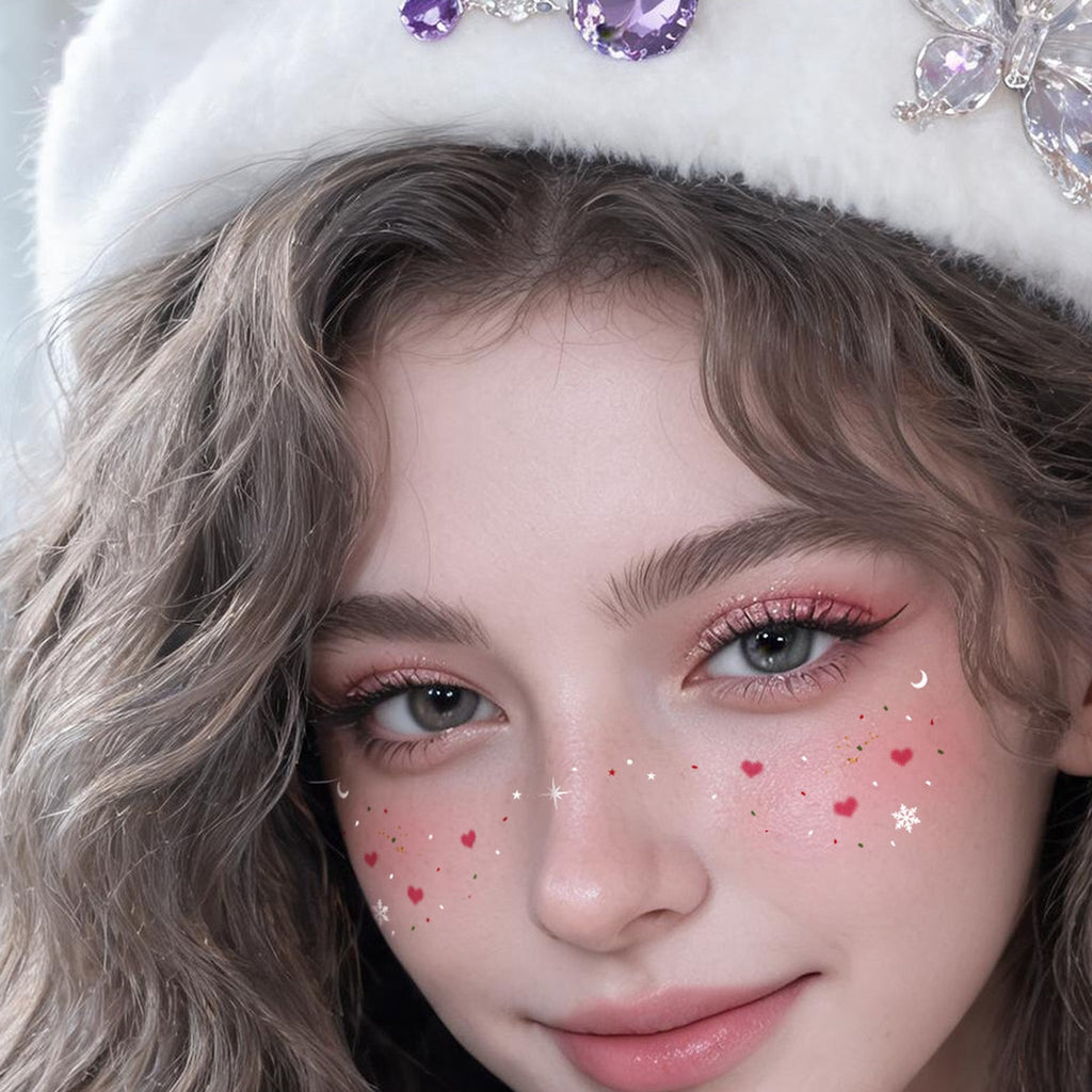 Pink Heart Face Tattoo