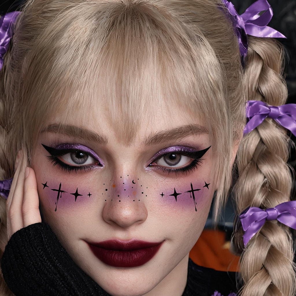Cross Star Face Tattoo