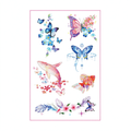 Watercolor Whale Butterfly Floral Feather Tattoo Stickers