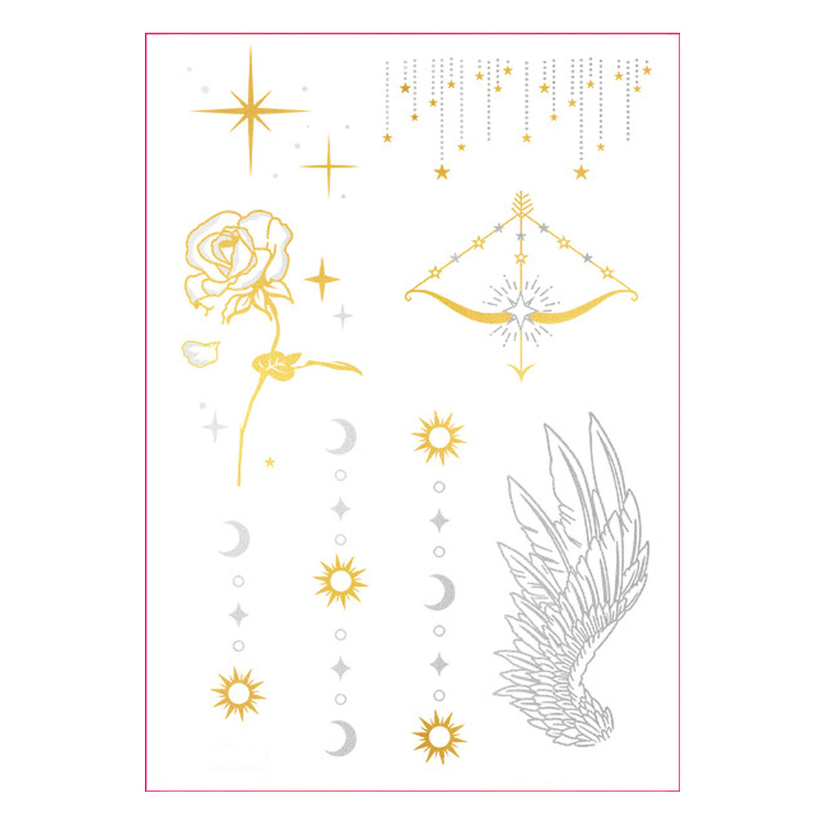 Rose Wing Metallic Tattoo