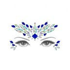Blue Iridescent Rhinestone Face Gem Sticker, Festival Face Jewels