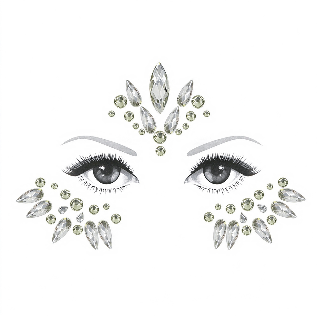 Clear Crystal Rhinestone Face Gem Sticker, Festival Face Jewels