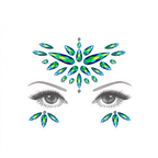 Green Iridescent Rhinestone Face Gem Sticker, Festival Face Jewels