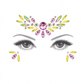 Pink & Yellow Rhinestone Face Gem Sticker, Festival Face Jewels