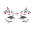 Red Iridescent Rhinestone Face Gem Sticker, Festival Face Jewels