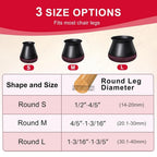 Black Chair Leg Floor Protectors for Hardwood Floors, Anti-Scratch & Noise Reduction