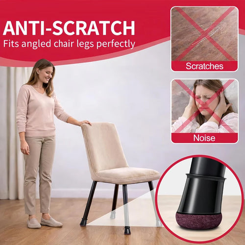 Black Chair Leg Floor Protectors for Hardwood Floors, Anti-Scratch & Noise Reduction