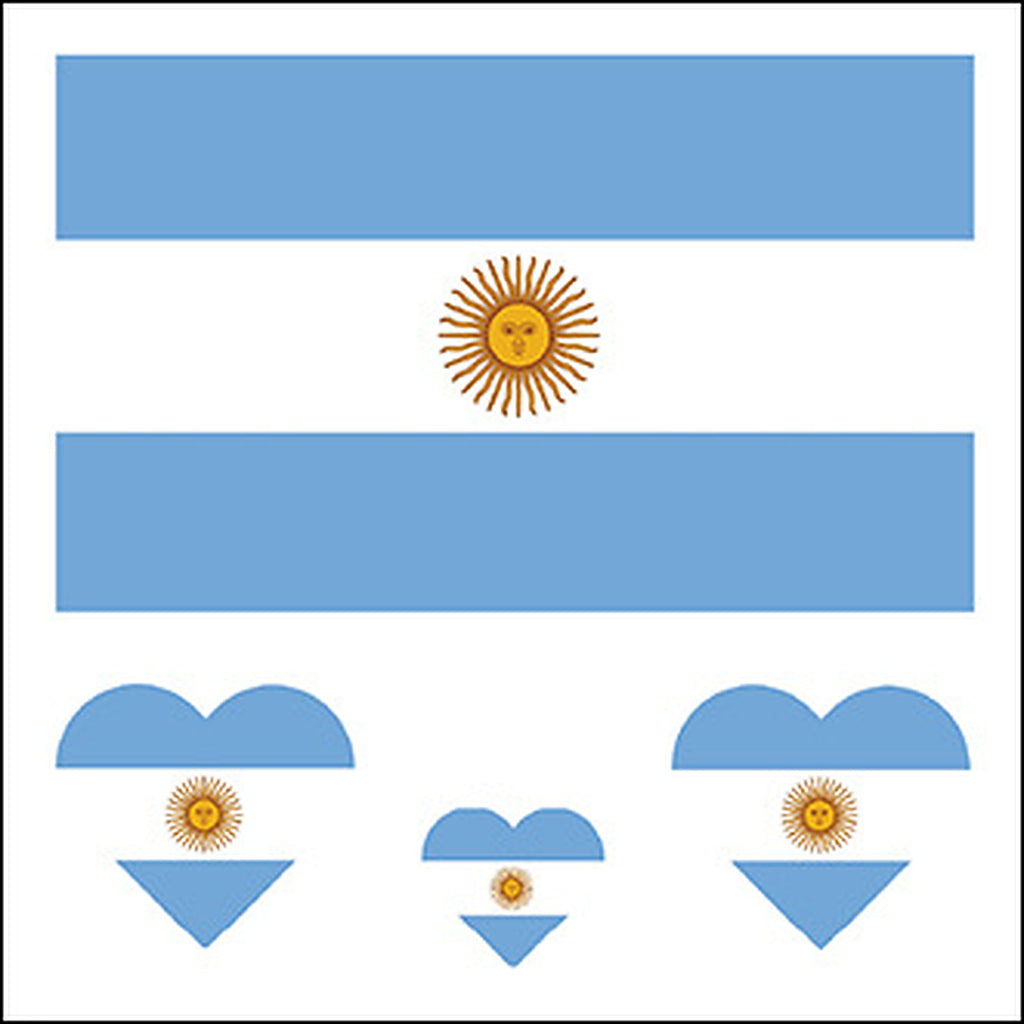 Argentina Flag Heart Face Tattoos