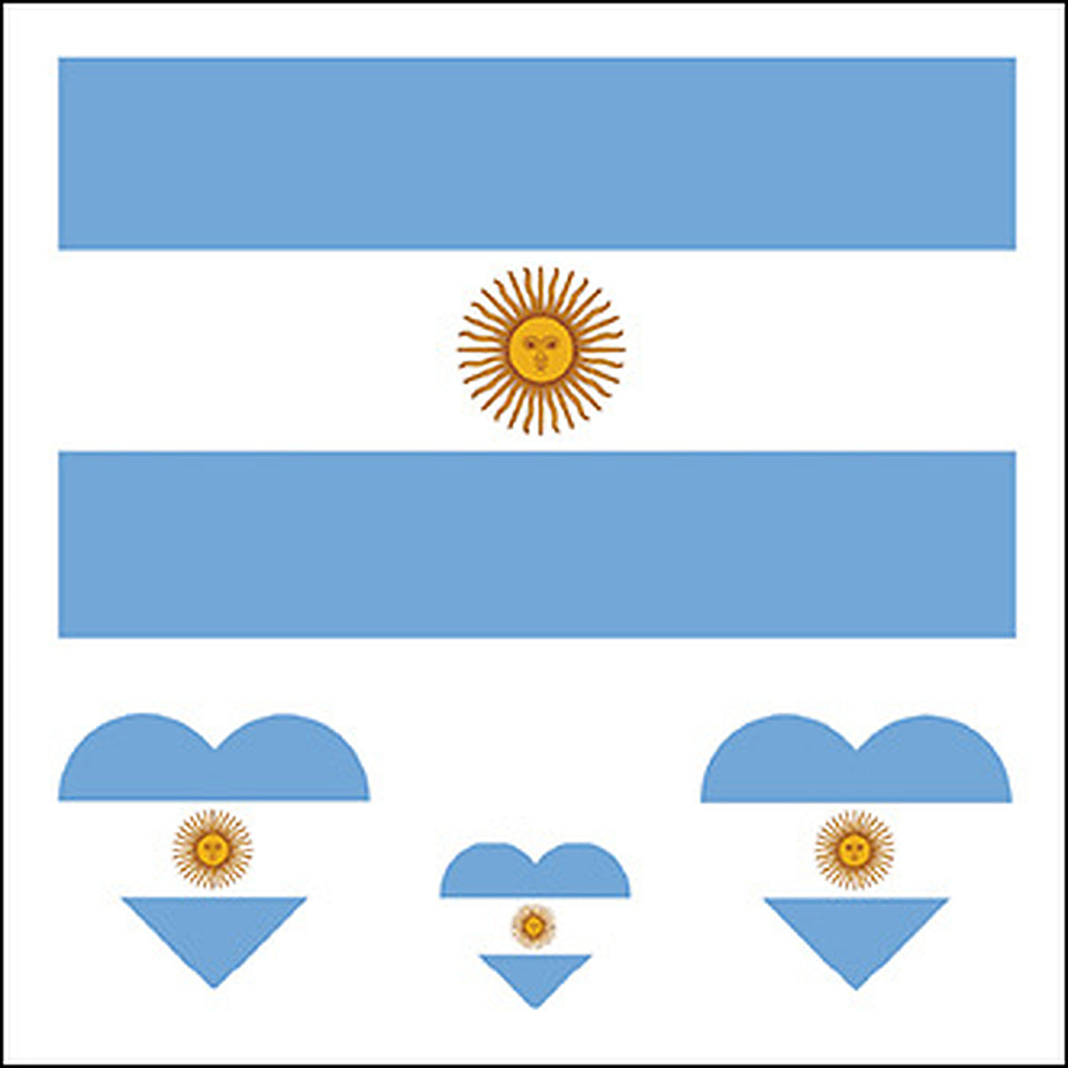 Argentina Flag Heart Face Tattoos