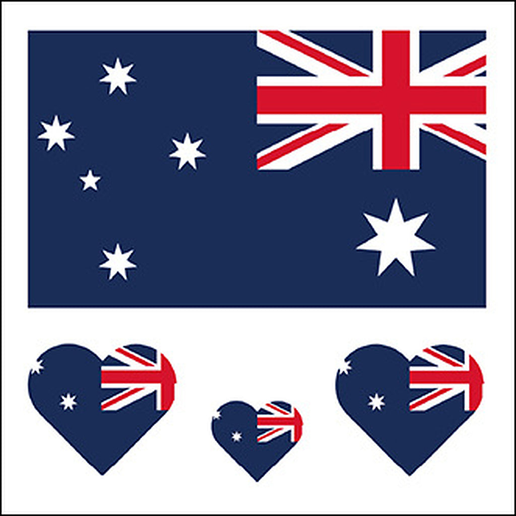 Australia Flag Heart Face Tattoos