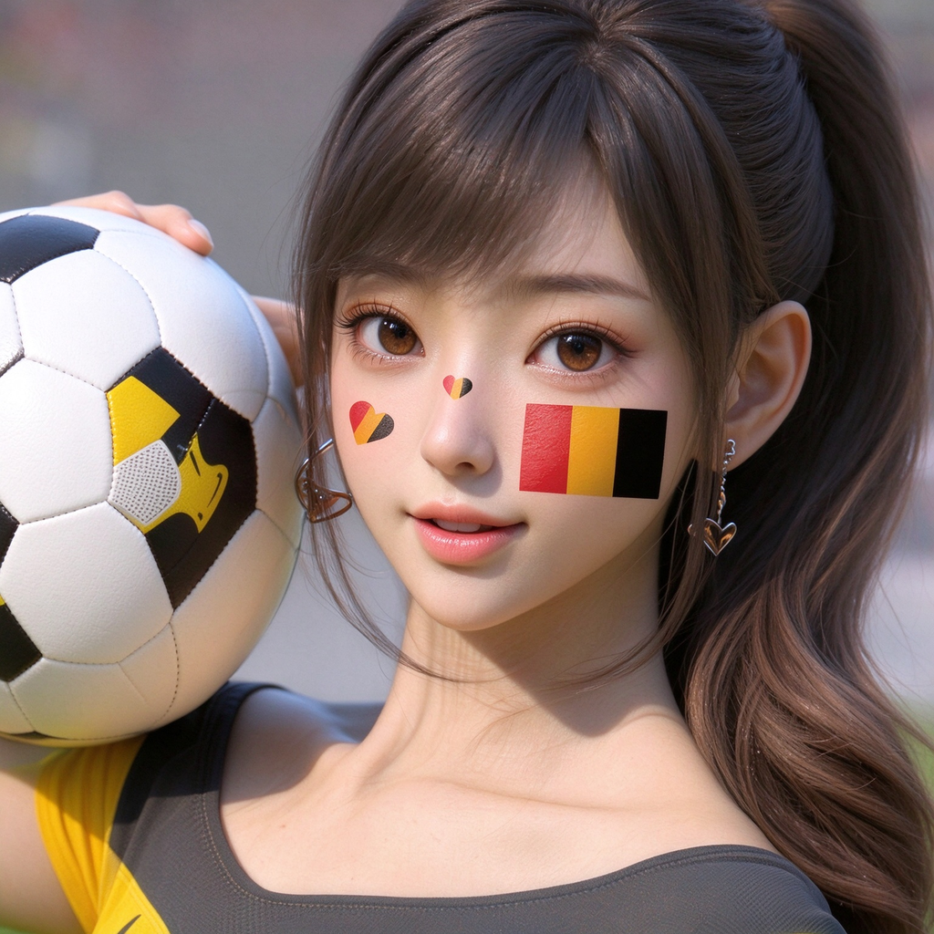 Belgium Flag Heart Face Tattoos