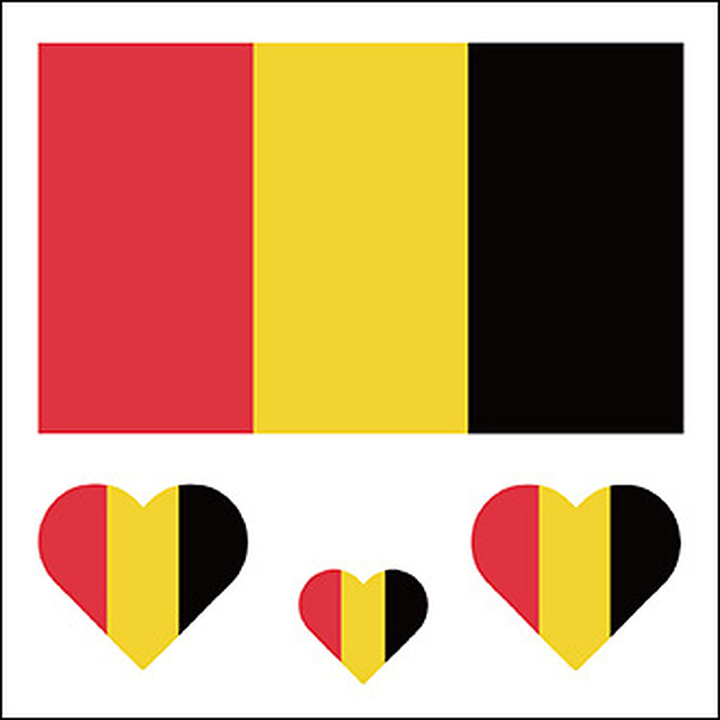 Belgium Flag Heart Face Tattoos