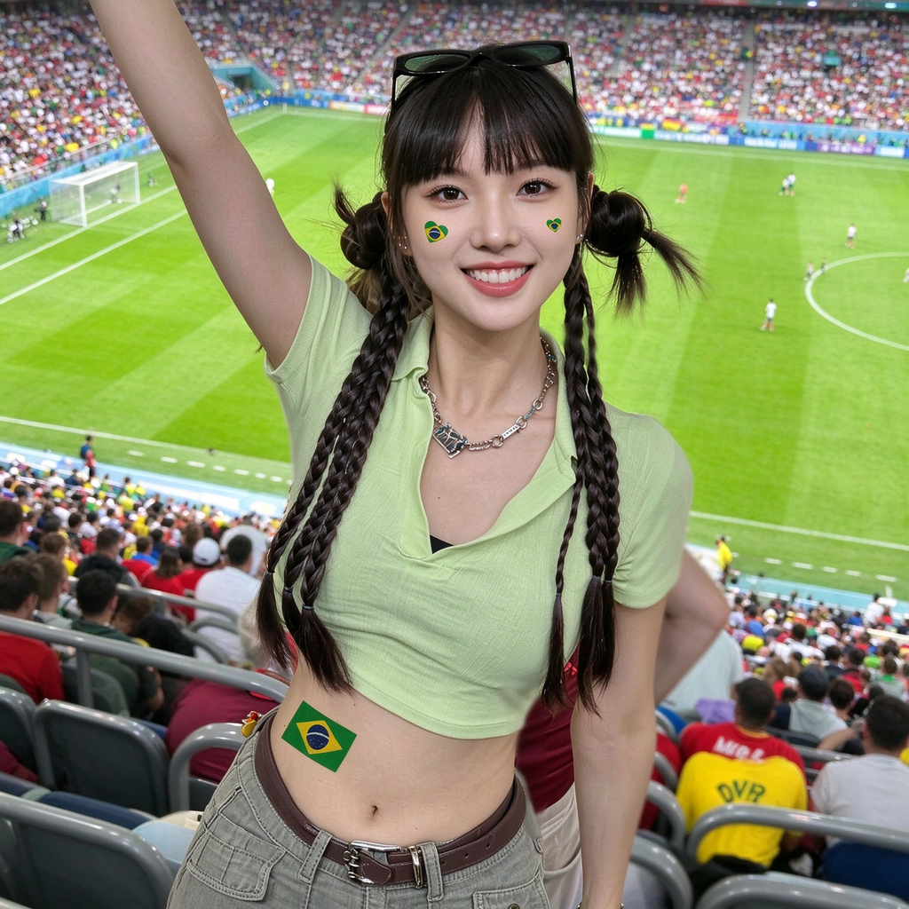Brazil Flag Heart Face Tattoos