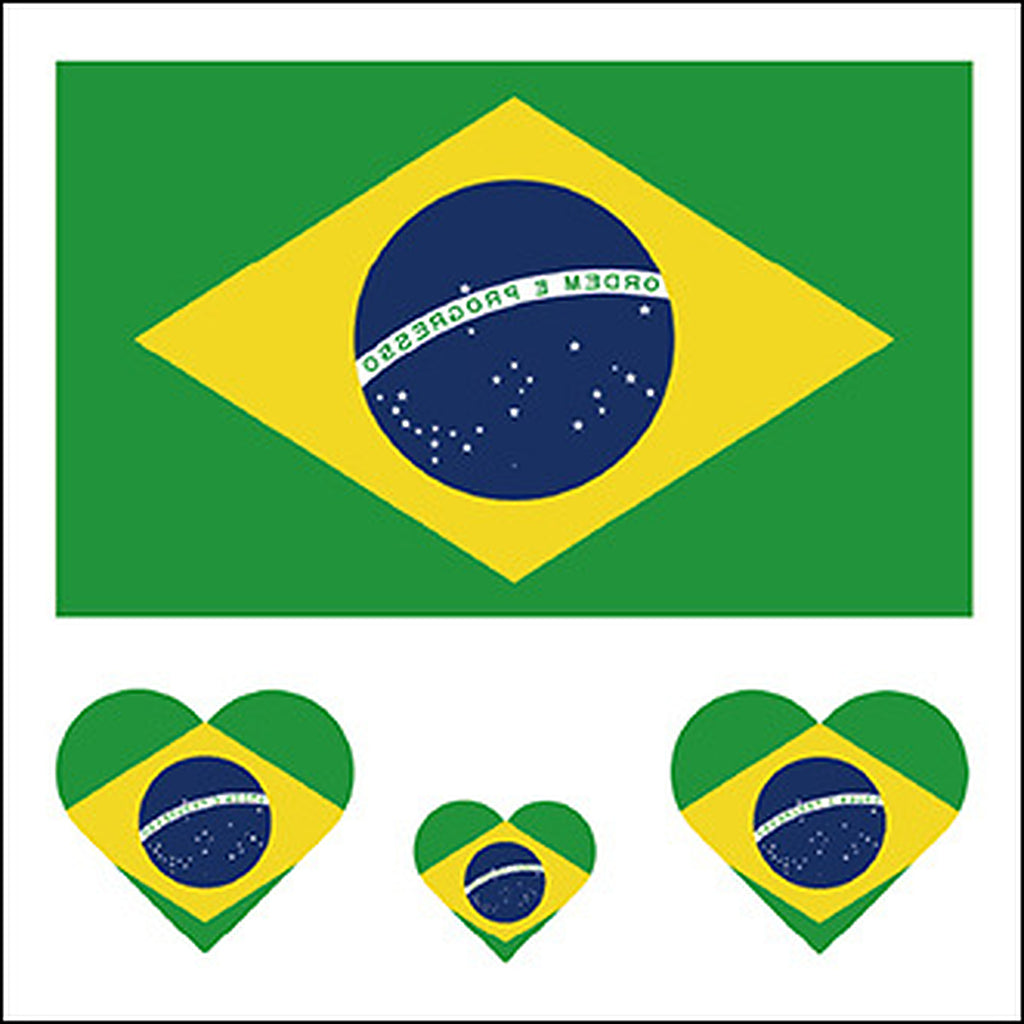 Brazil Flag Heart Face Tattoos