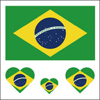 Brazil Flag Heart Face Tattoos