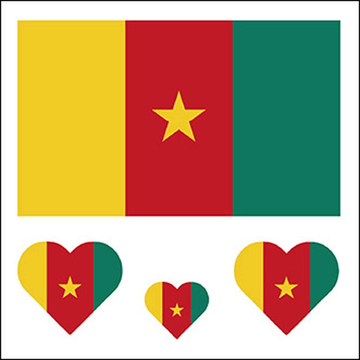 Cameroon Flag Heart Face Tattoos