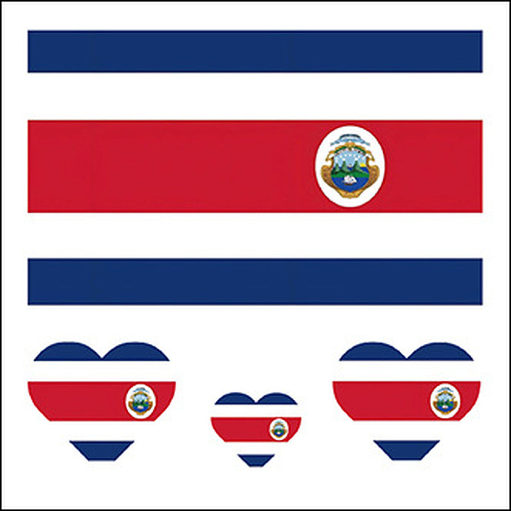 Costa Rica Flag Heart Face Tattoos