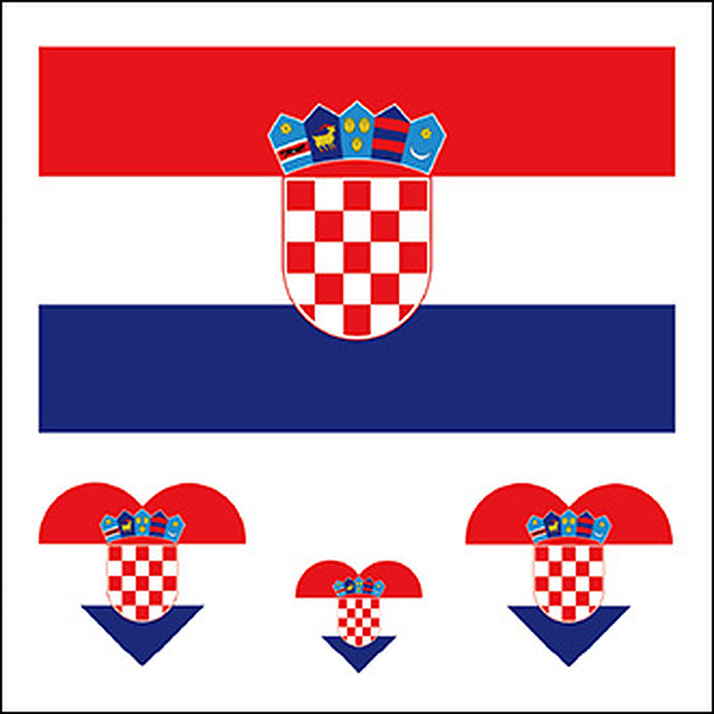 Croatia Flag Heart Face Tattoos