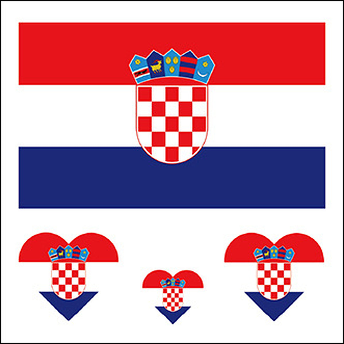 Croatia Flag Heart Face Tattoos